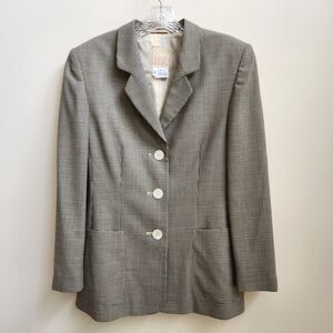 Laurel Classics Blazer Women's 36 Beige Black Houndstooth New Wool Made Portugal